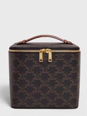 CELINE SQUARE VANITY CASE IN TRIOMPHE CANVAS/ CALFSKIN